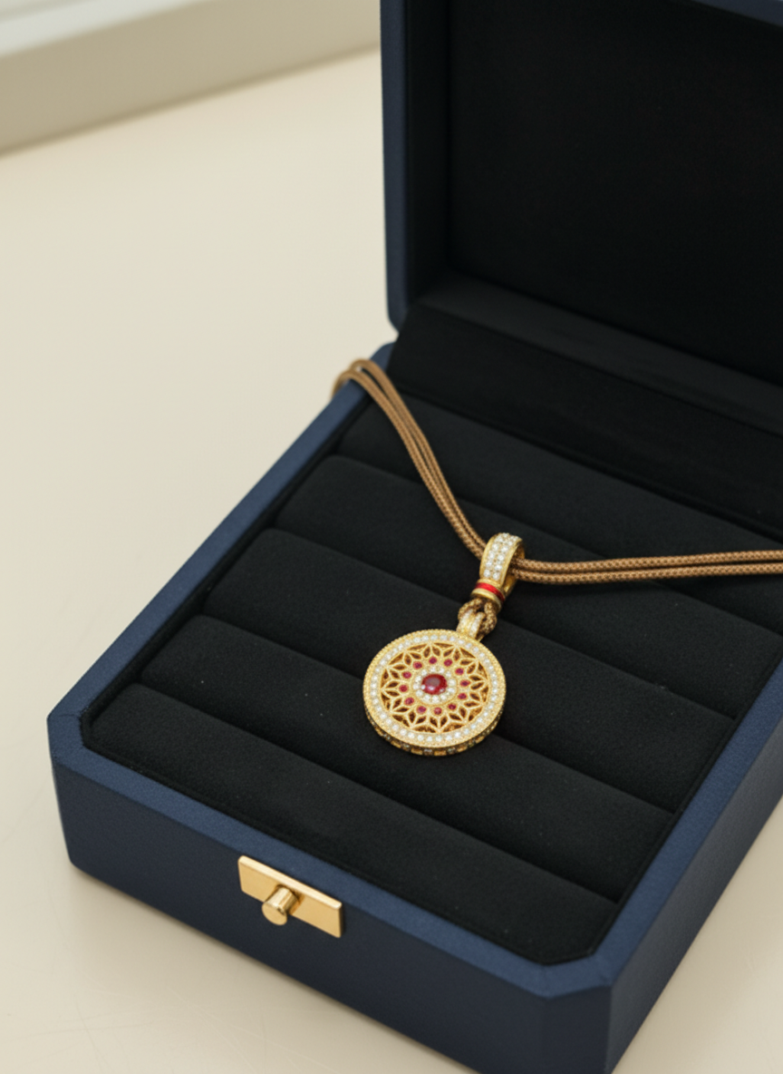 Hollow Floral Compass Necklace