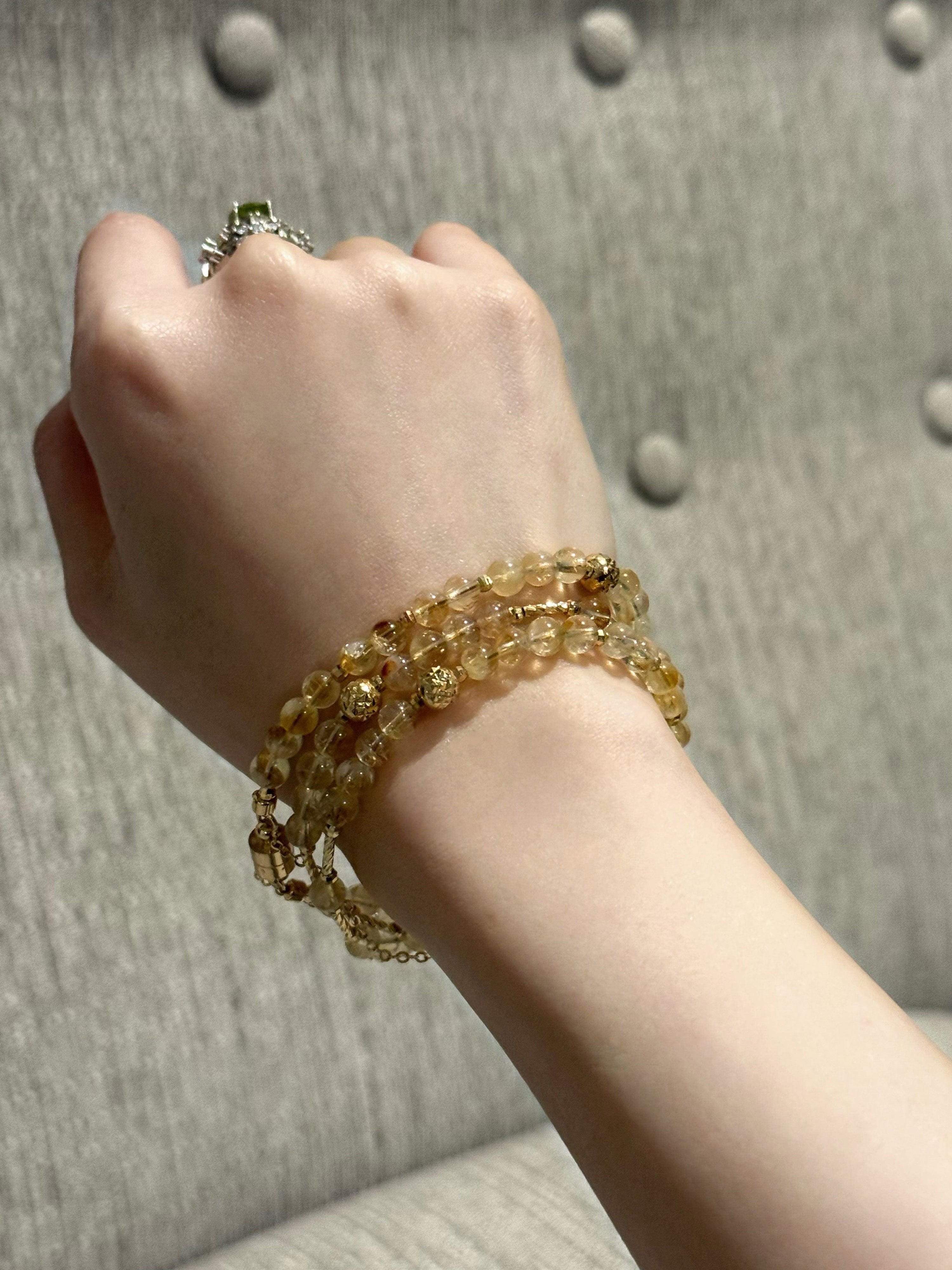 Natural Citrine Quartz 2-Way Magnetic Necklace | Wealth & Abundance Crystal | Convertible Necklace & Bracelet Jewelry