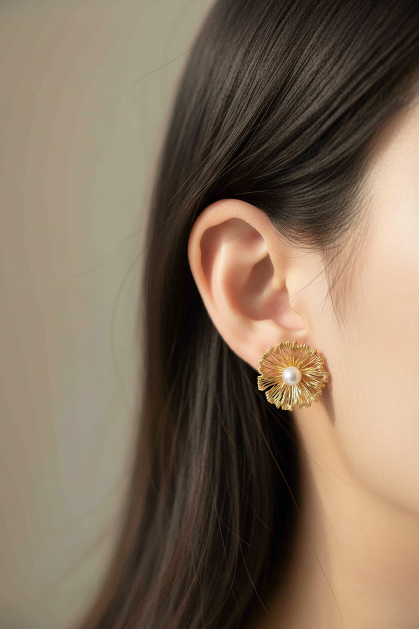 SunFlower Pearl Earrings