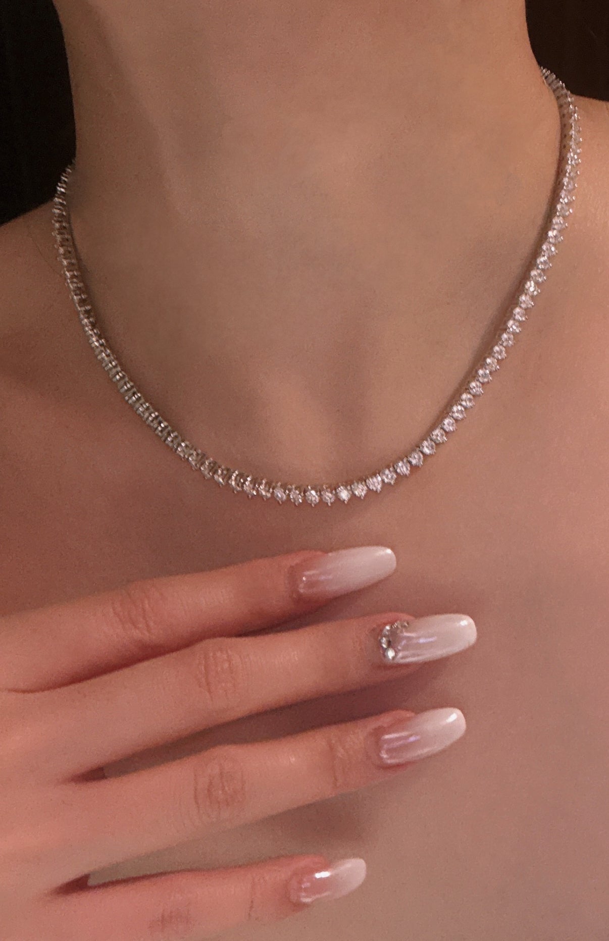[ ＥＶＥＲ ＧＬＯＷ ☾. ] Moissanite Tennis necklace