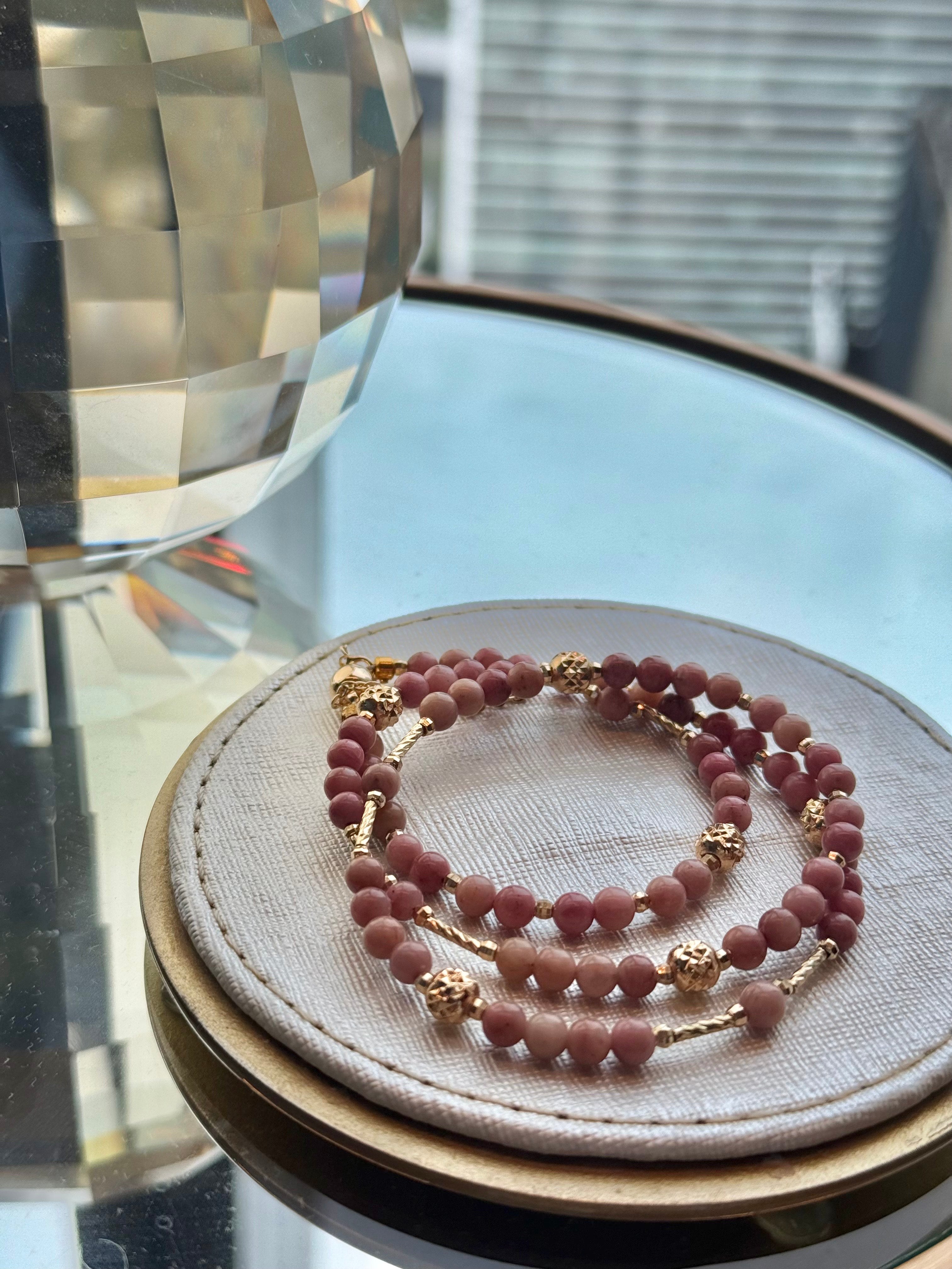 Rhodonite Two-Way Magnetic Necklace | Emotional Healing, Balance & Love Crystal Jewelry