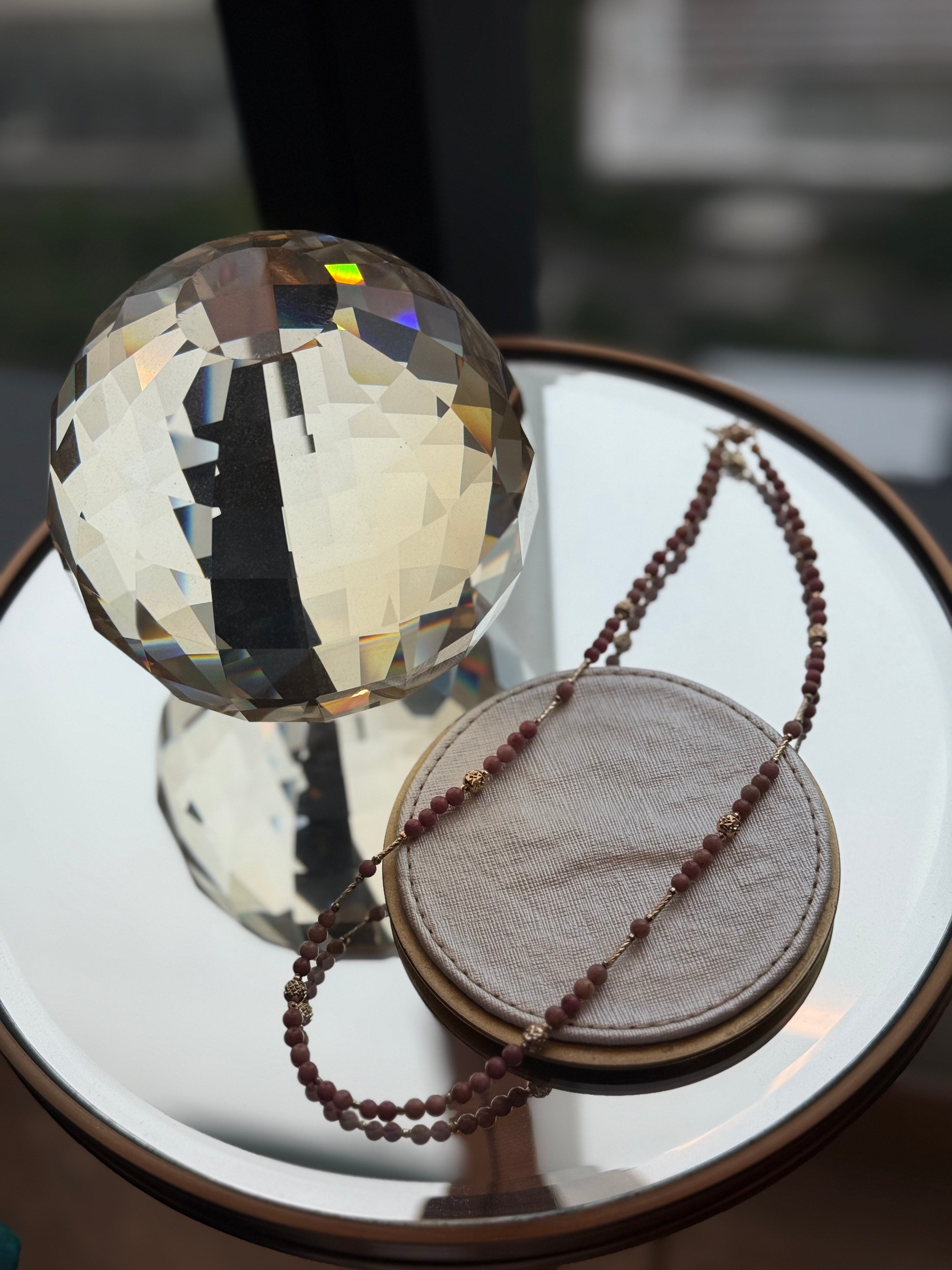 Rhodonite Two-Way Magnetic Necklace | Emotional Healing, Balance & Love Crystal Jewelry