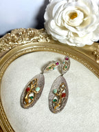 Turquoise, South Red Agate & Tourmaline Earrings