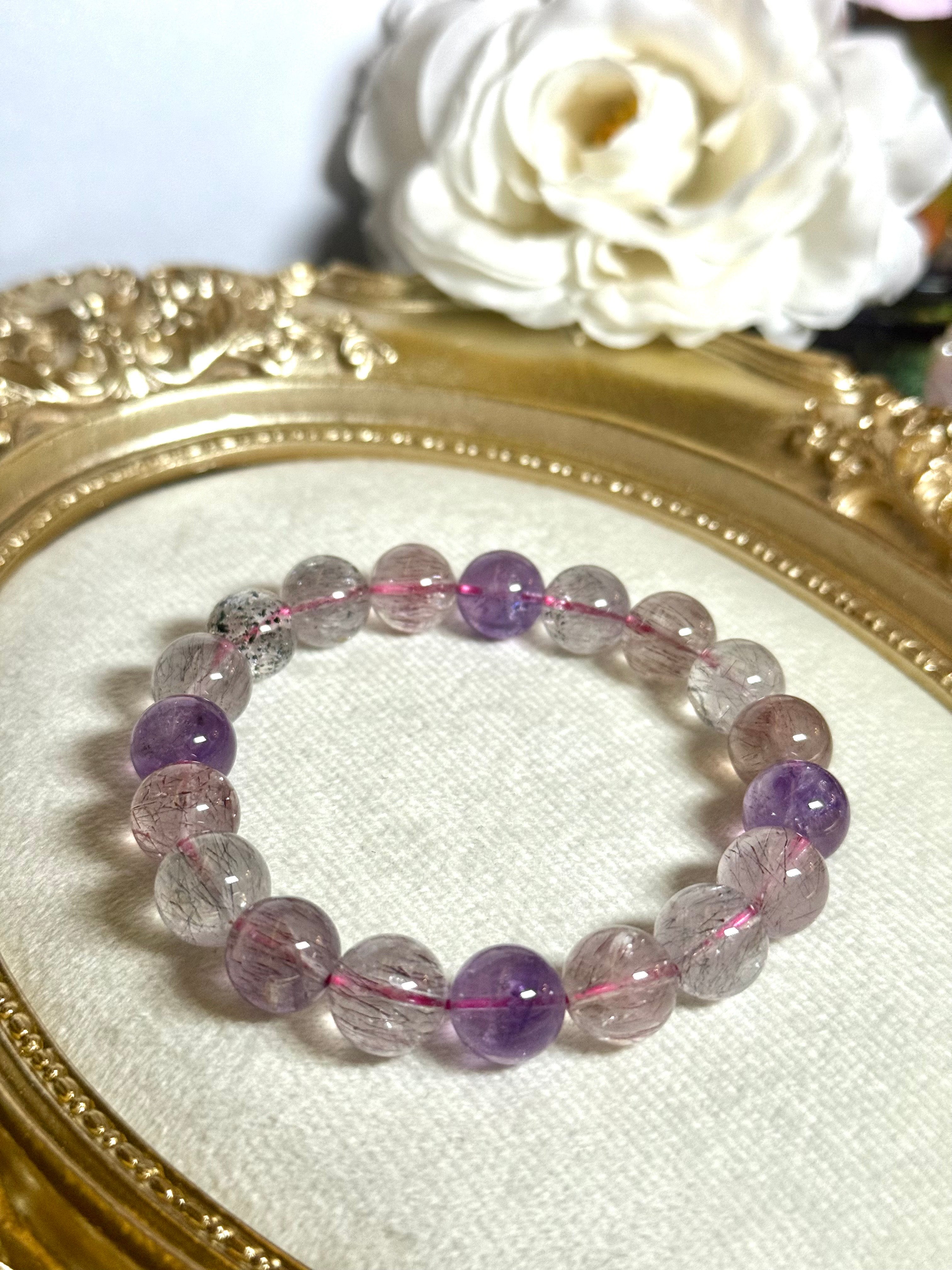 Purple Super 7 Crystal Beads | High-Energy Multi-Mineral Healing Beads