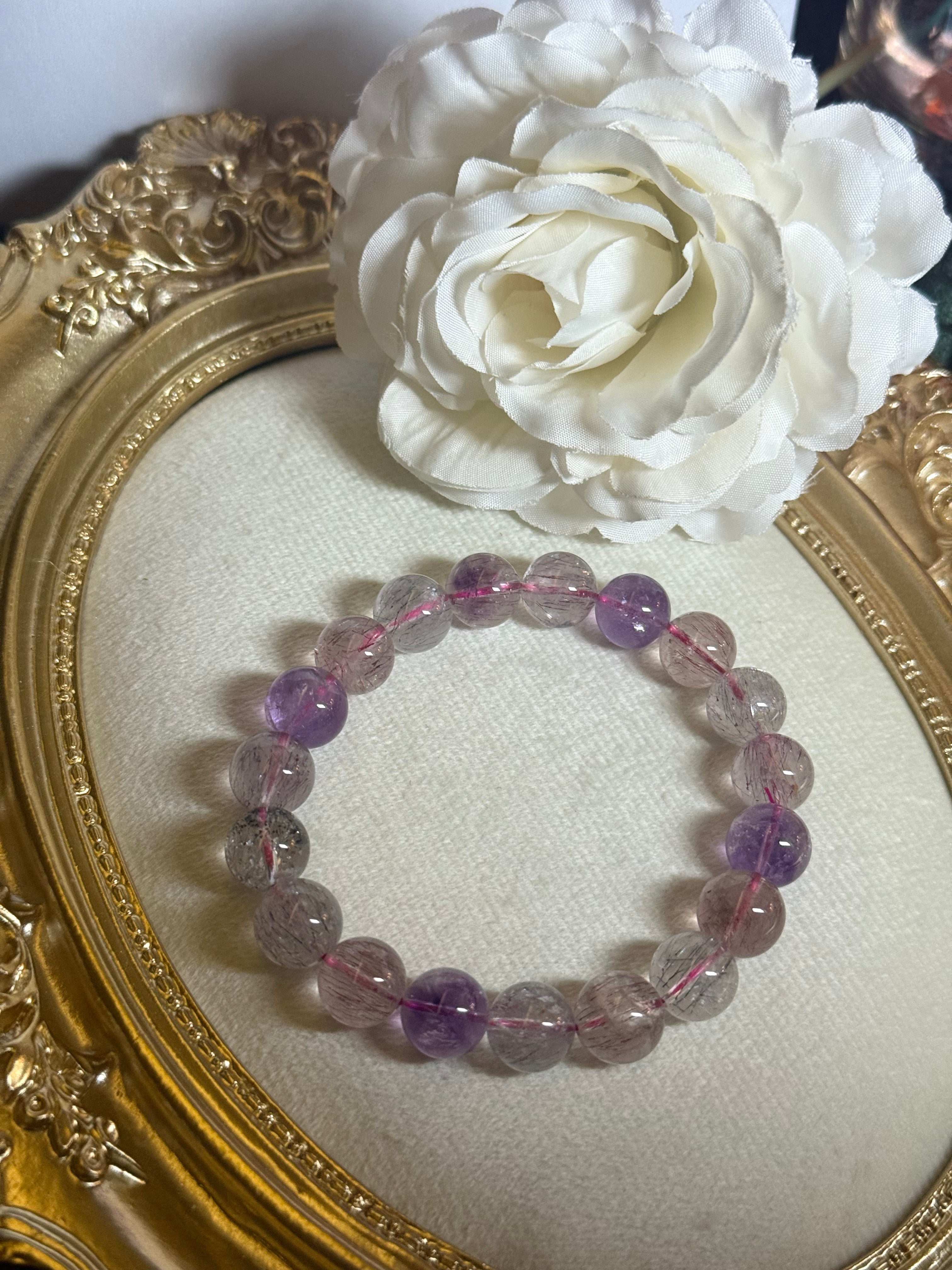 Purple Super 7 Crystal Beads | High-Energy Multi-Mineral Healing Beads