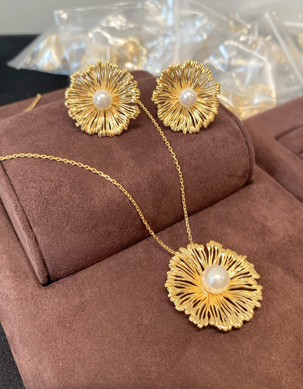 SunFlower Pearl Necklace | 925 Sterling Silver 18K Gold Plated