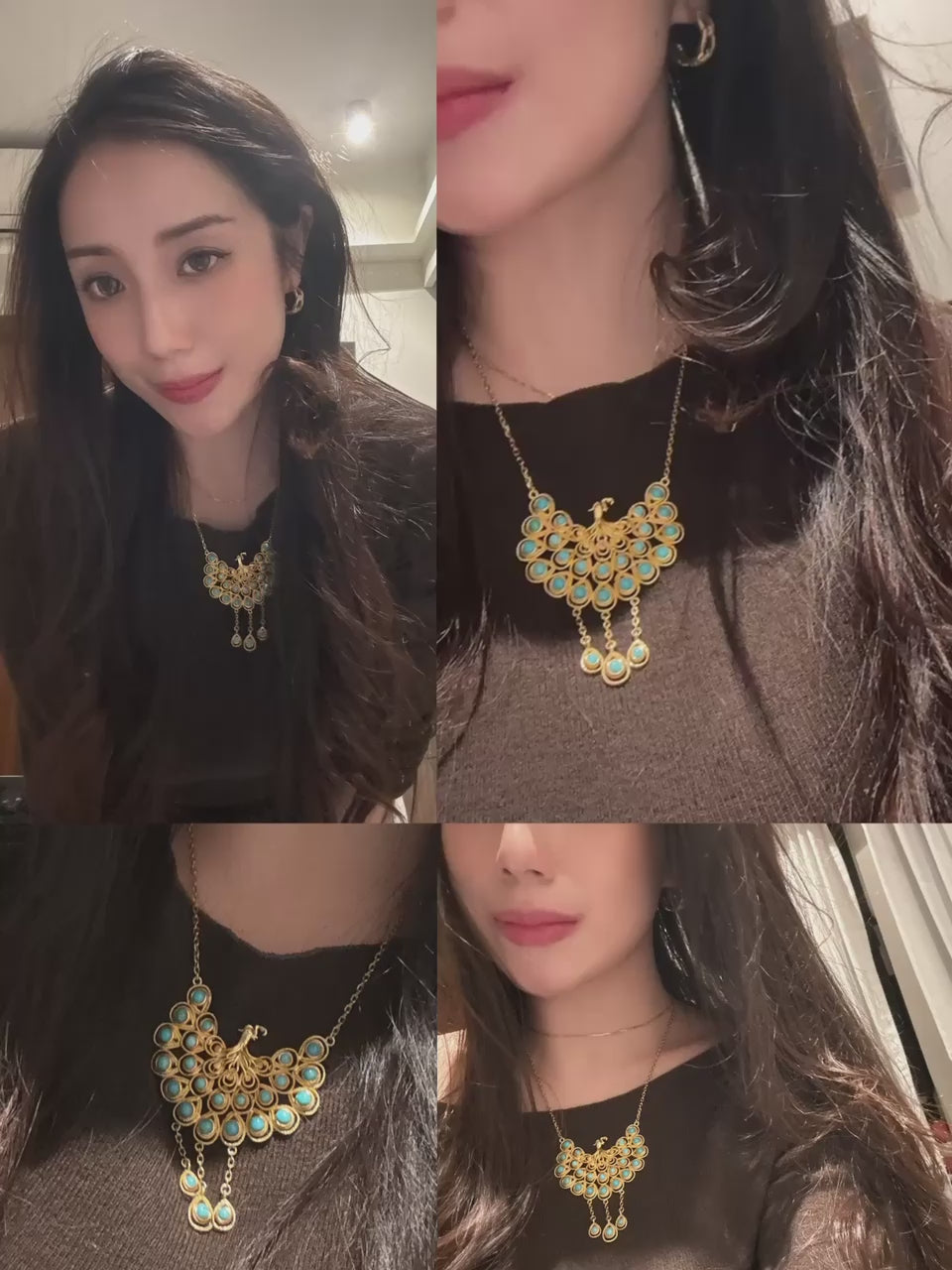 Turquoise Phoenix Statement Necklace – 14K Gold Plated | Handcrafted Vintage-Style Jewelry