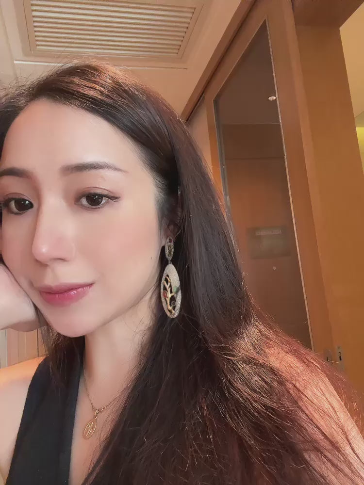 Turquoise, South Red Agate & Tourmaline 925 Sterling Silver Earrings | Multi-Stone Jewelry